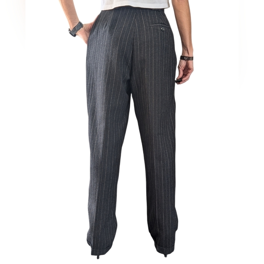 Vintage 80s 90s Valerie Stevens 100% Wool Pinstripe Pleated Pants Sz 6 - Picture 3 of 13